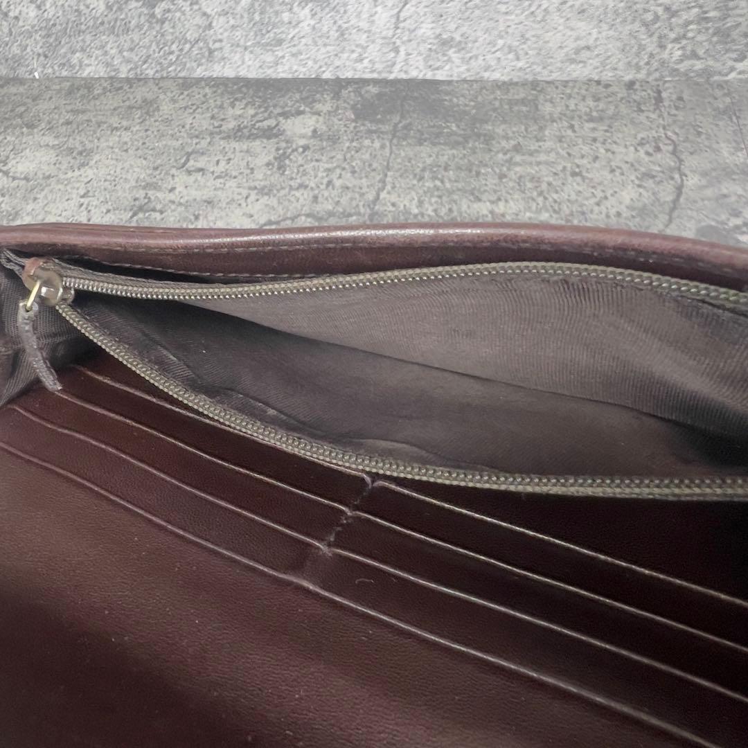 GUCCI GGシマ レザー 長財布 ダークブラウン