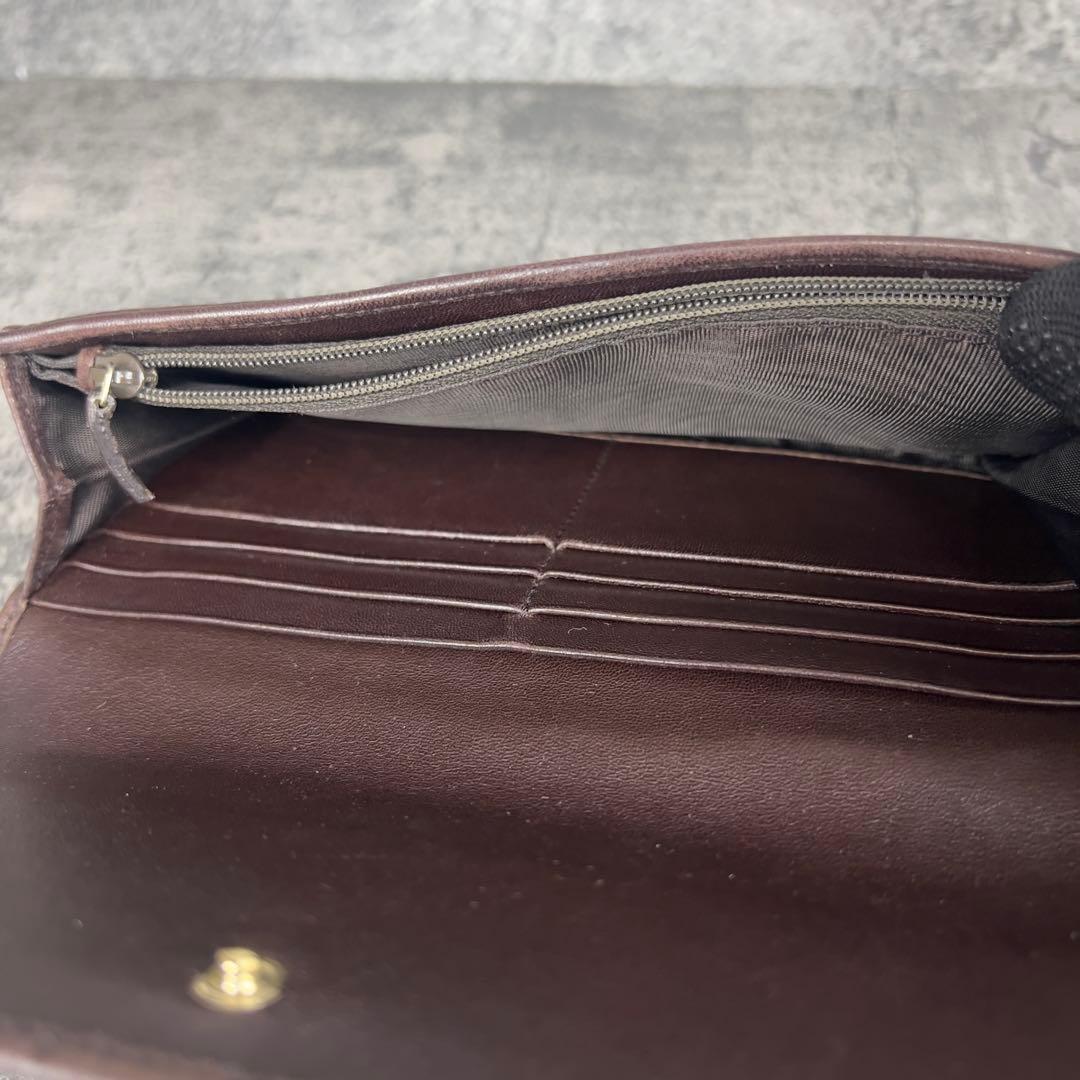 GUCCI GGシマ レザー 長財布 ダークブラウン