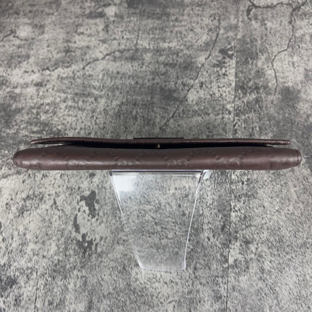 GUCCI GGシマ レザー 長財布 ダークブラウン