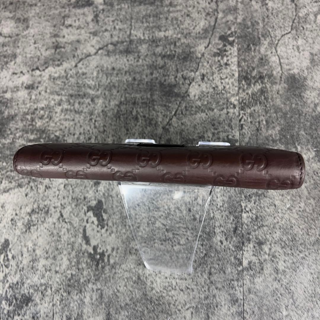 GUCCI GGシマ レザー 長財布 ダークブラウン