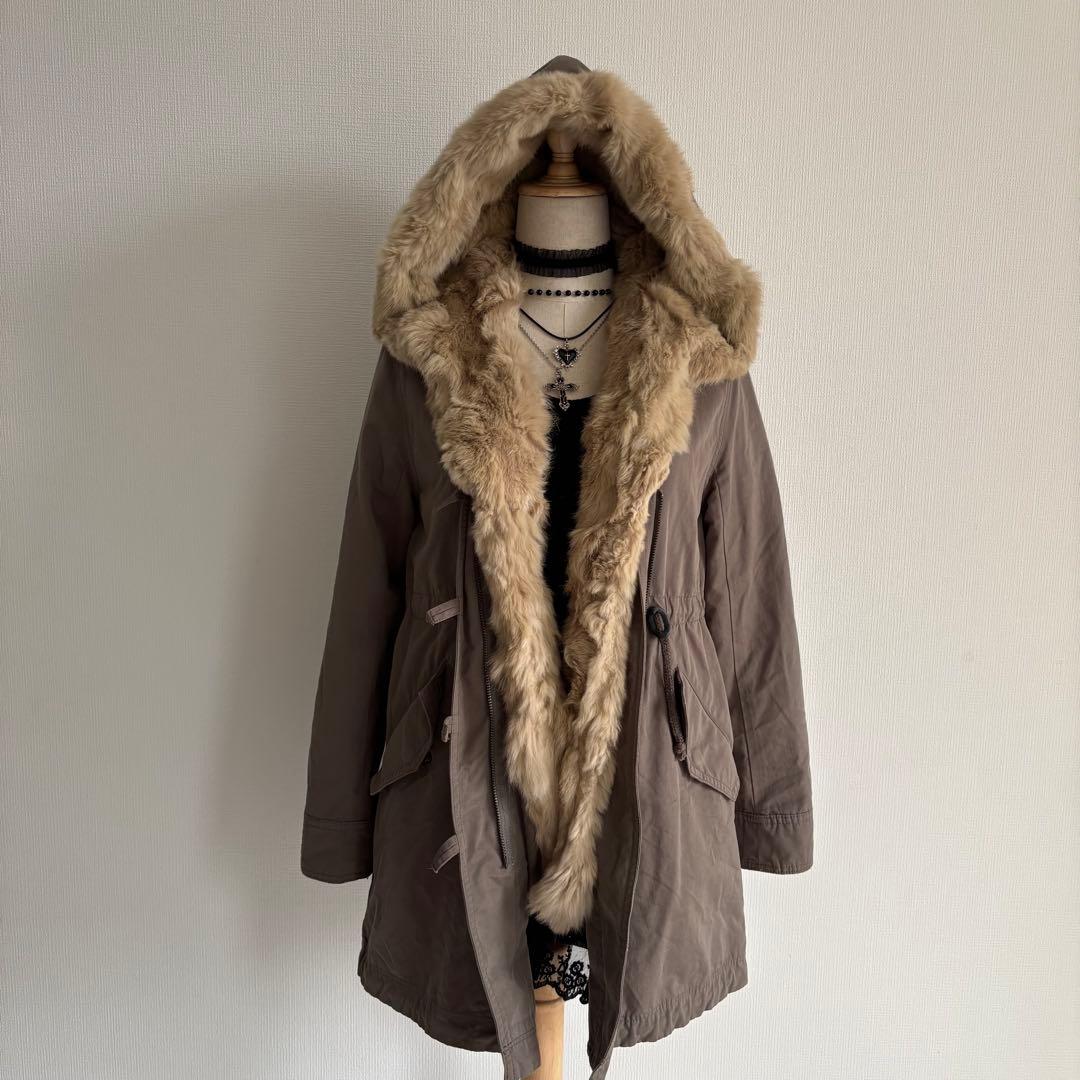 00’s 森ガール フェアリーグランジ ラビットファーモッズコート 平成ギャル