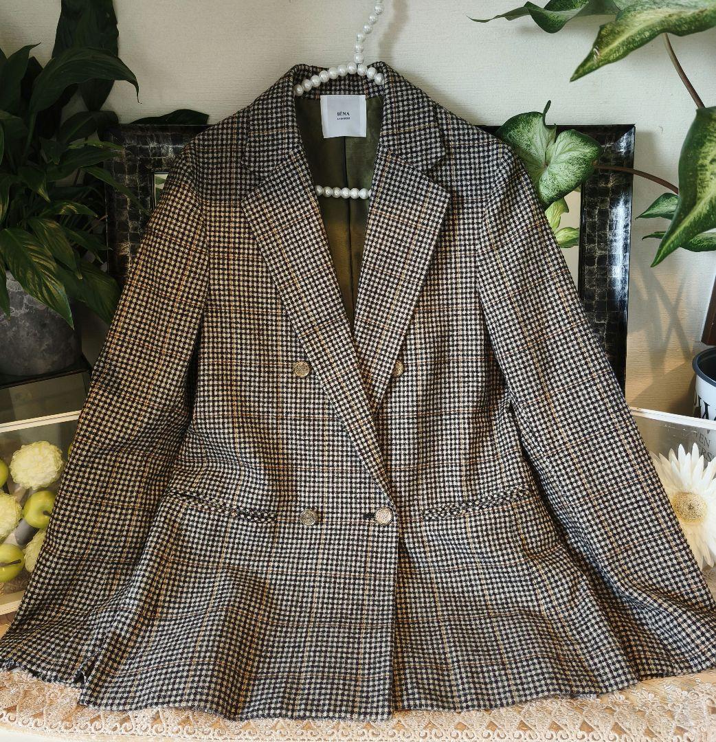 IENA　テーラードジャケット　チェック ダブル