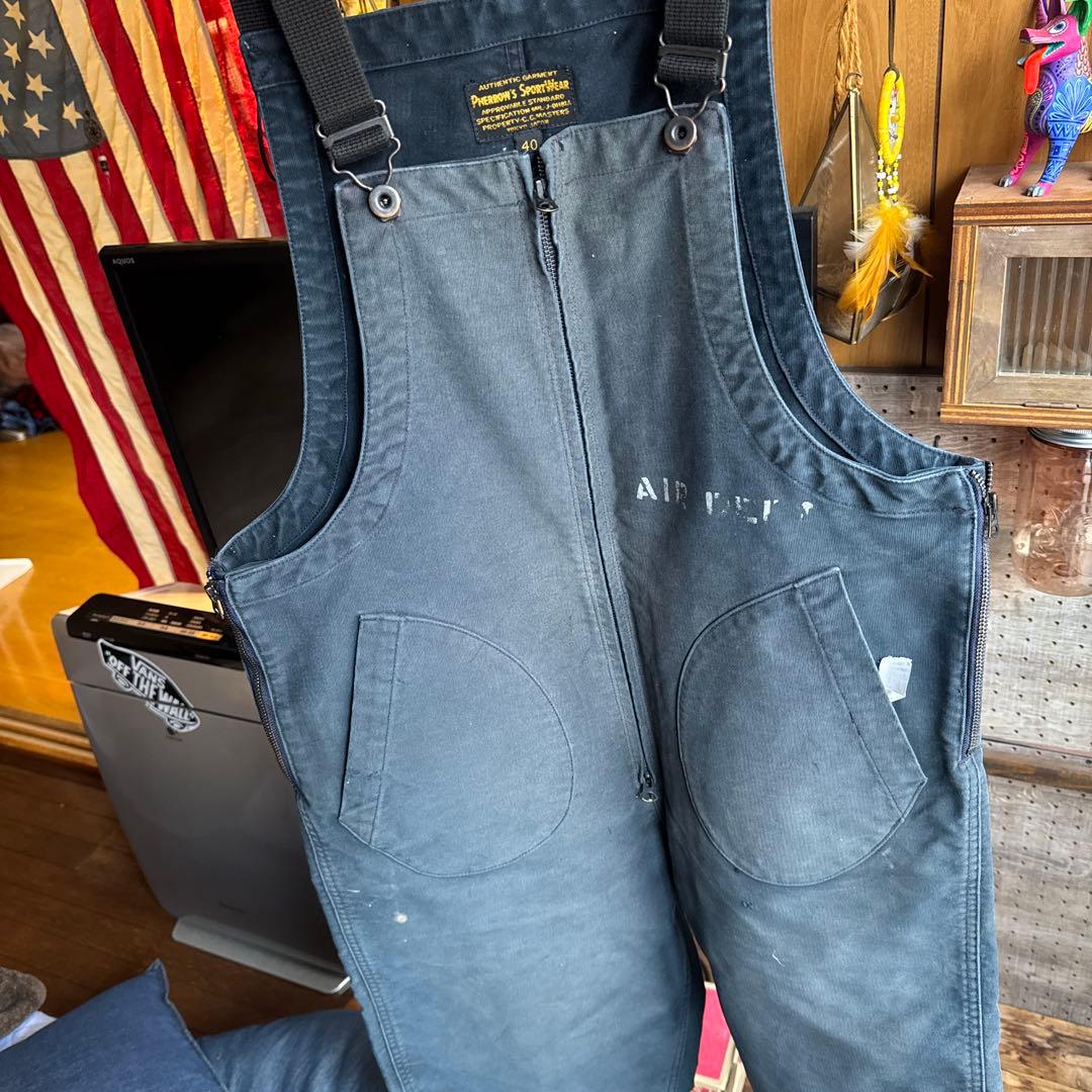 フェローズ FHERROW’S NAVYデッキオーバーオール　デッキパンツ　黒