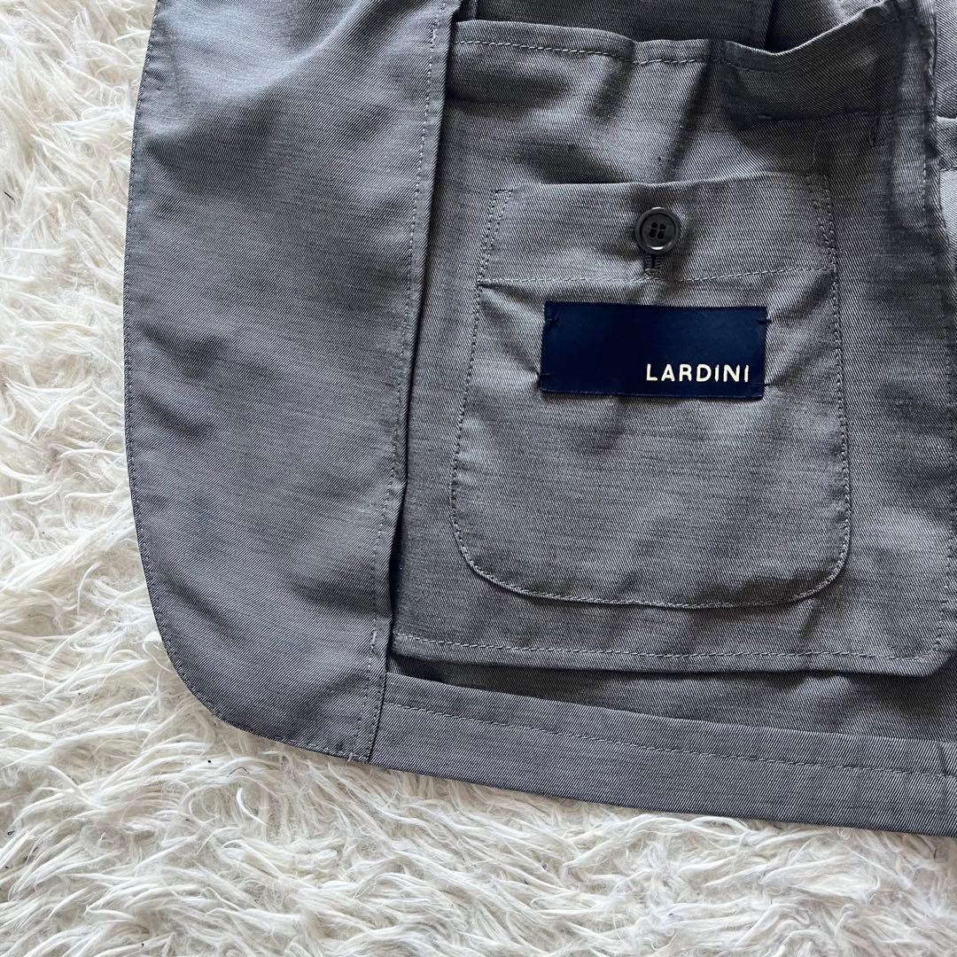 <美品>LARDINI easy wear 新ロゴ グレー ウールジャケット48