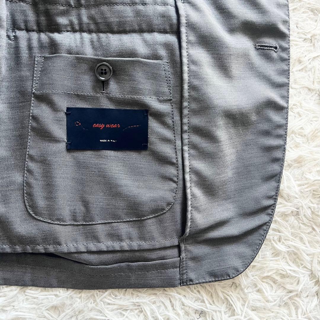 <美品>LARDINI easy wear 新ロゴ グレー ウールジャケット48