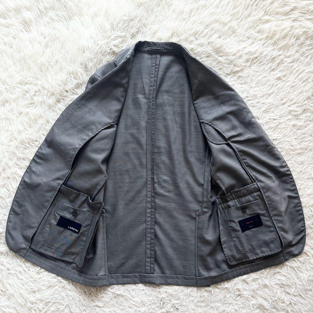 <美品>LARDINI easy wear 新ロゴ グレー ウールジャケット48