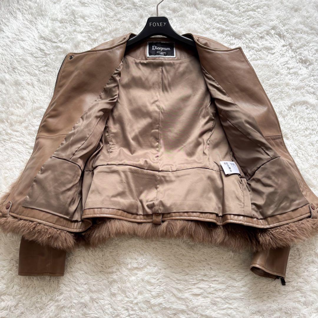 2way✨ダイアグラム　ライダースジャケット　フォックスファー　レザー　ブラウン