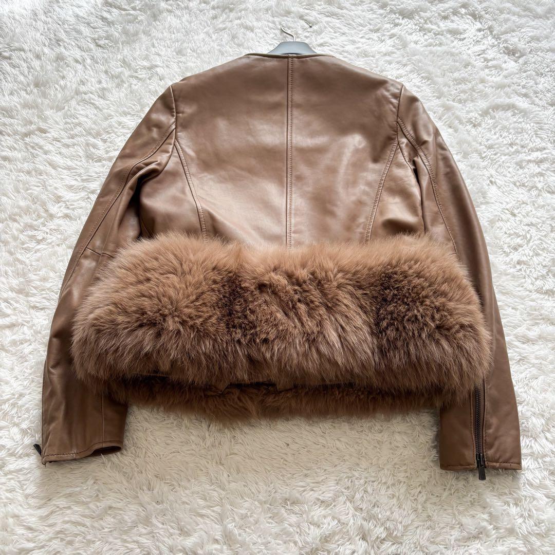 2way✨ダイアグラム　ライダースジャケット　フォックスファー　レザー　ブラウン