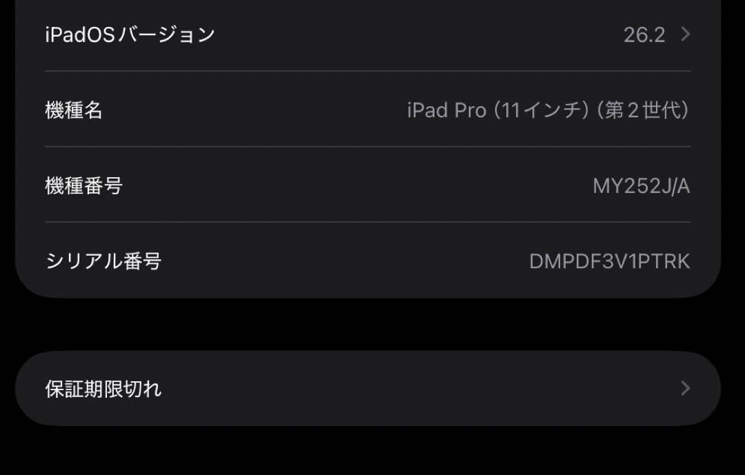 iPad Pro（11インチ）（第2世代）　128GB　ジャンク