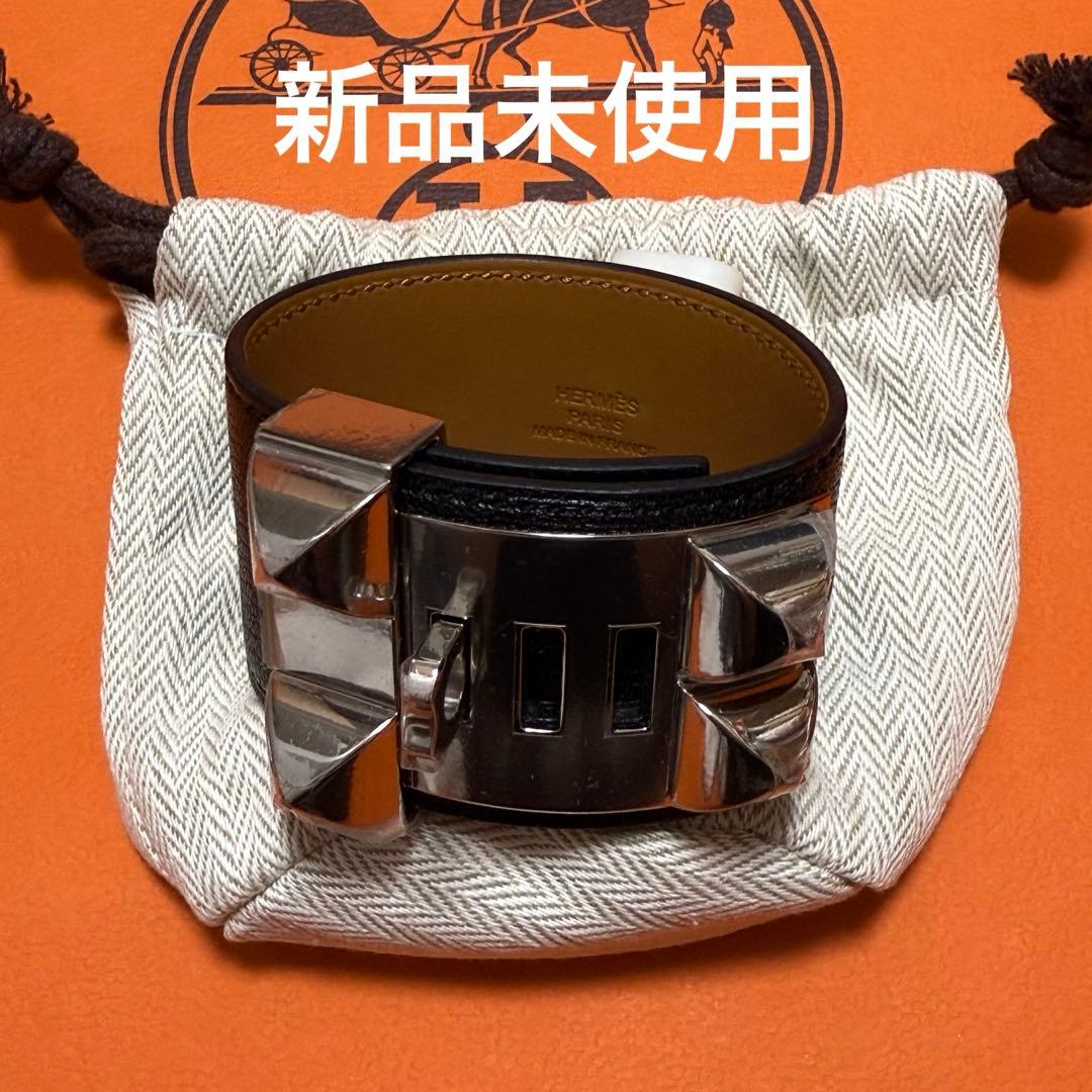 新品未使用　エルメス　レザーブレスレット 《コリエ・ド・シアン》　ブラック