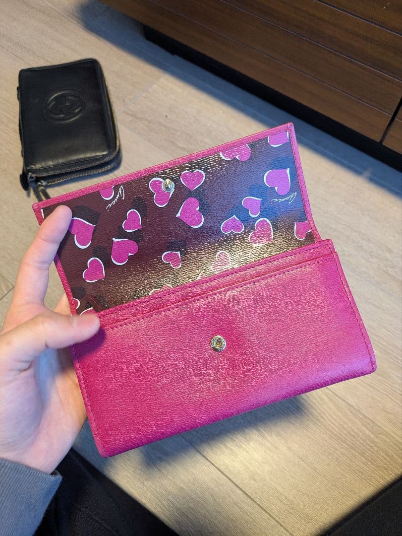 GUCCI　ハート　長財布　ピンク