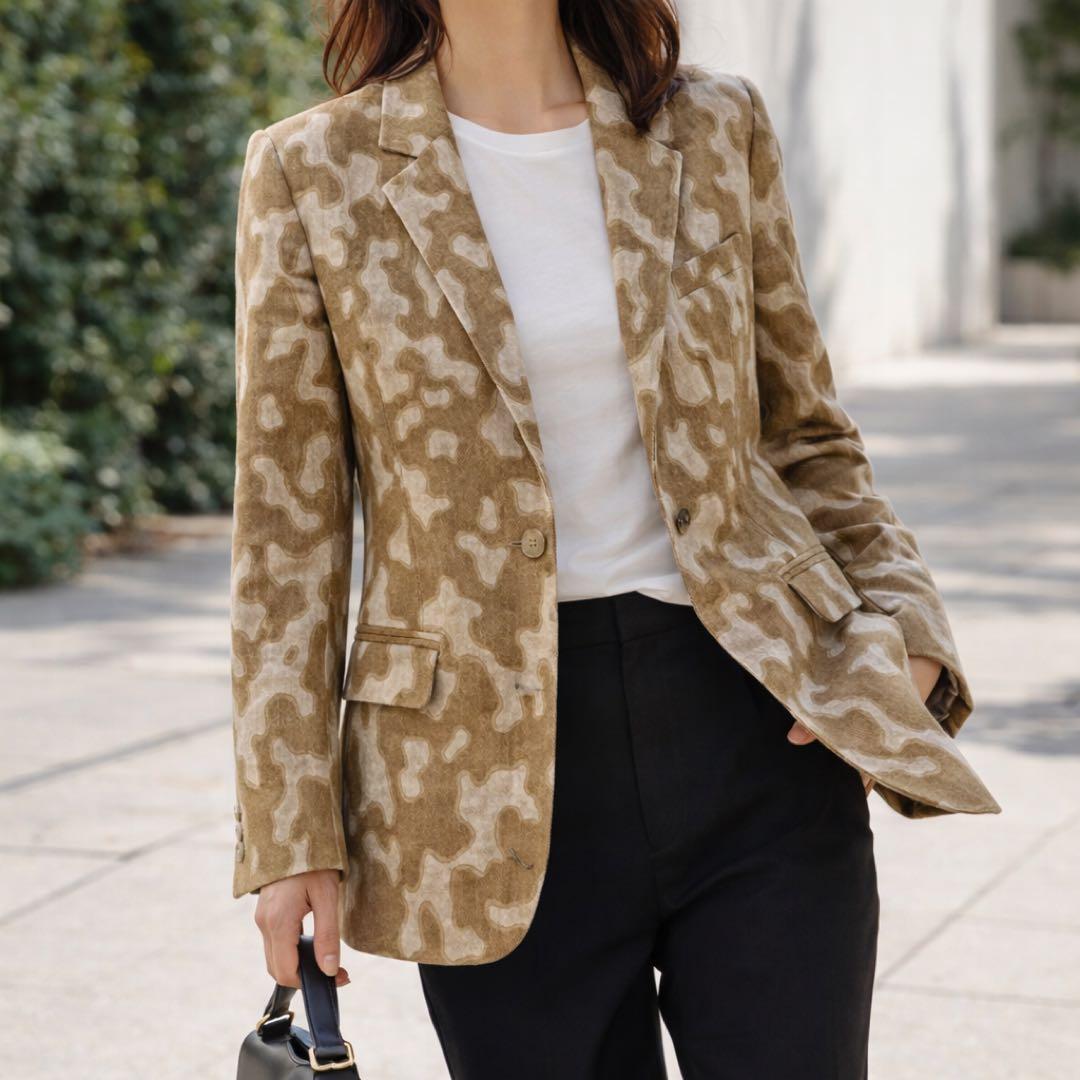 美品 DRIES VAN NOTEN テーラードジャケット カモフラ柄 ベージュ