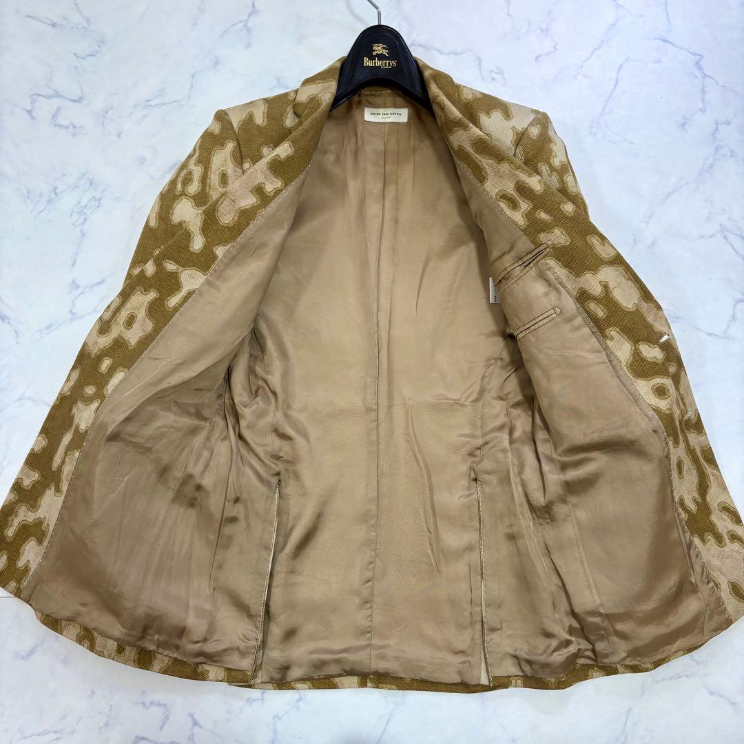 美品 DRIES VAN NOTEN テーラードジャケット カモフラ柄 ベージュ