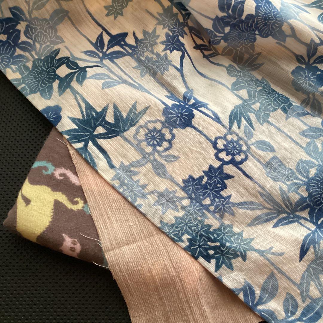 高島縮み 綿麻長襦袢、半襦袢