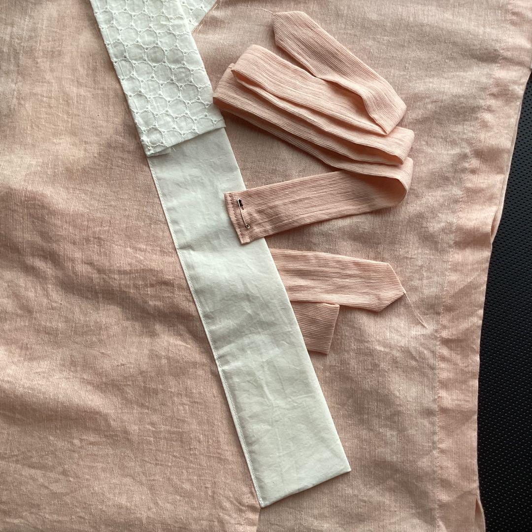 高島縮み 綿麻長襦袢、半襦袢