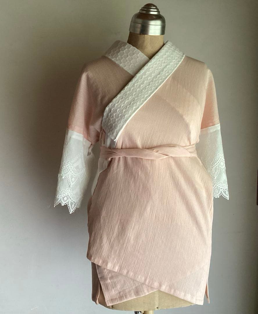 高島縮み 綿麻長襦袢、半襦袢