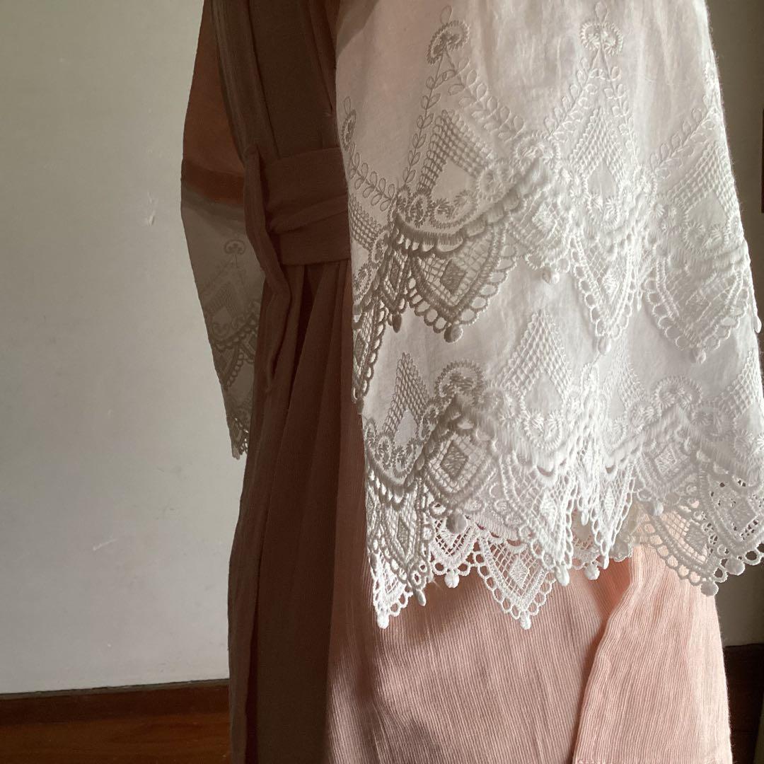 高島縮み 綿麻長襦袢、半襦袢