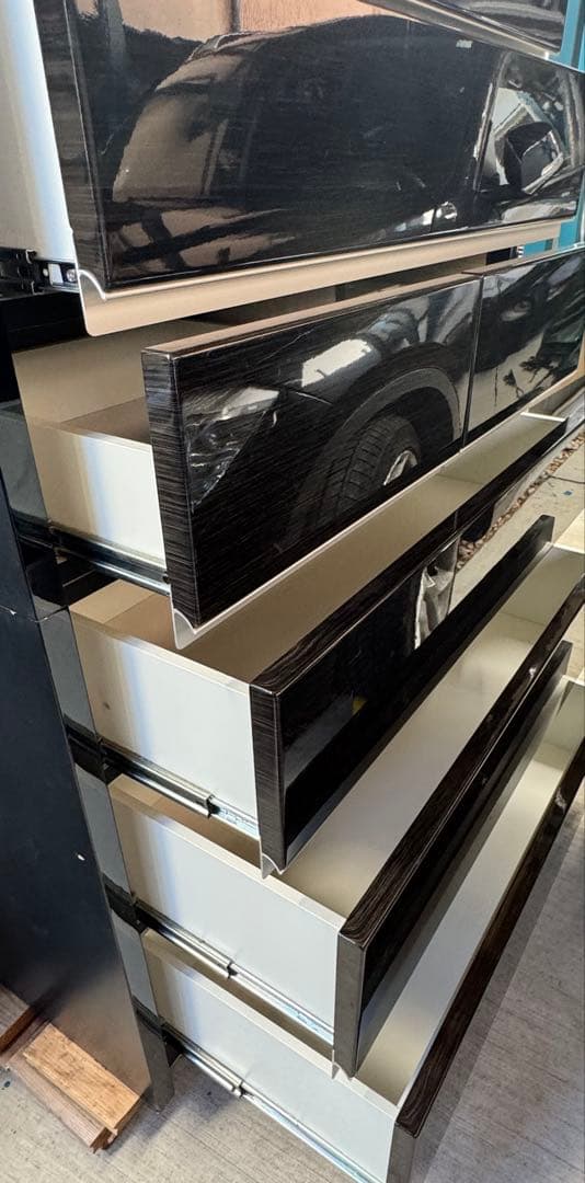 シギヤマ家具 6段ワイドチェスト モノトン木目調UV塗装 高級艶仕上げ