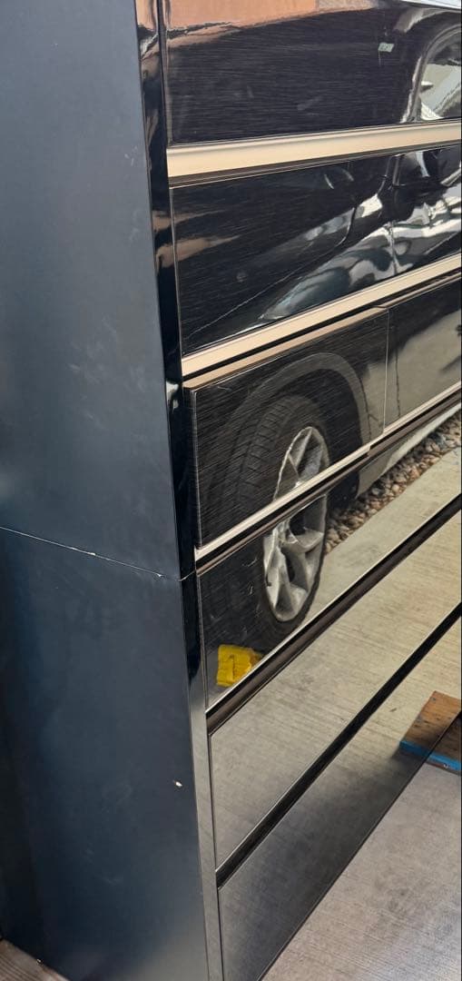 シギヤマ家具 6段ワイドチェスト モノトン木目調UV塗装 高級艶仕上げ