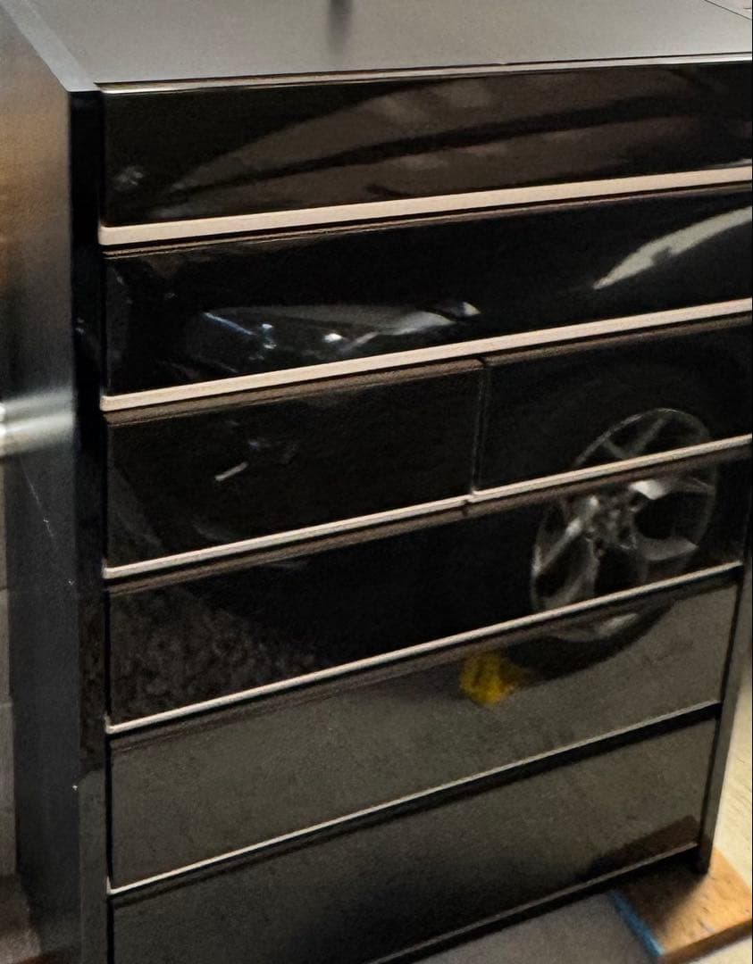 シギヤマ家具 6段ワイドチェスト モノトン木目調UV塗装 高級艶仕上げ