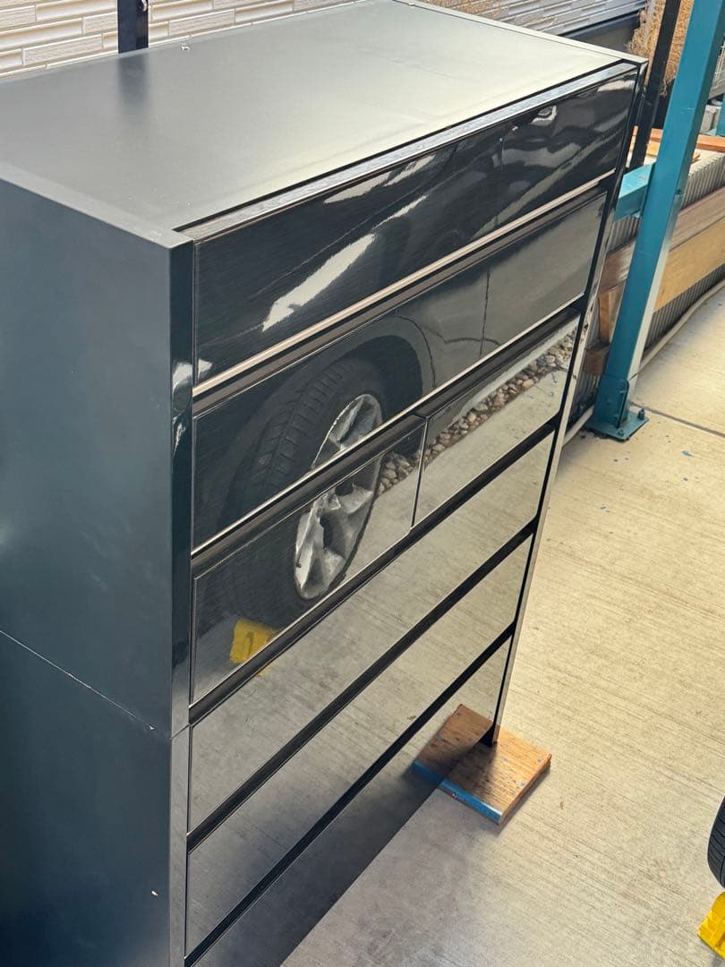 シギヤマ家具 6段ワイドチェスト モノトン木目調UV塗装 高級艶仕上げ