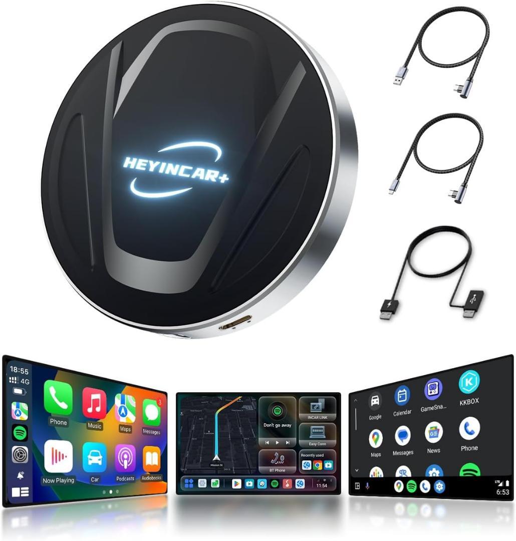 HEYINCAR+ CarPlay AI Box Android 13アタブター