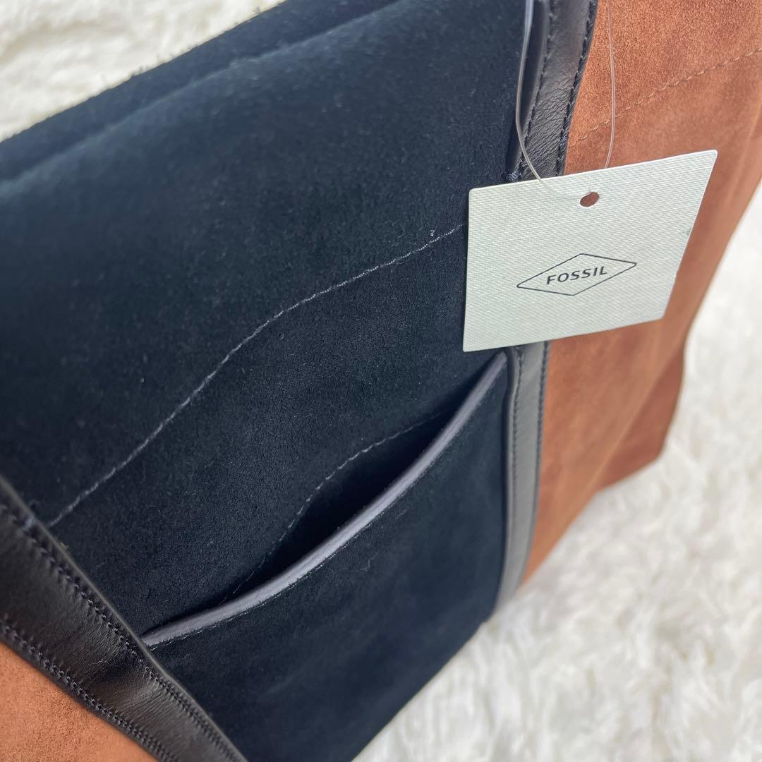 【新品タグ付き】FOSSIL フォッシル レザーxスエード 2wayトートバッグ