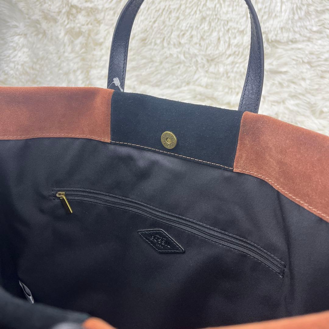 【新品タグ付き】FOSSIL フォッシル レザーxスエード 2wayトートバッグ