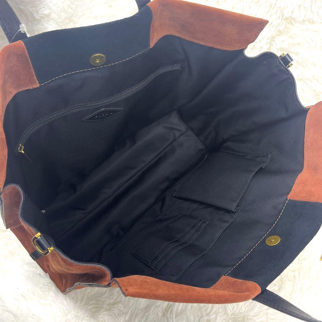【新品タグ付き】FOSSIL フォッシル レザーxスエード 2wayトートバッグ