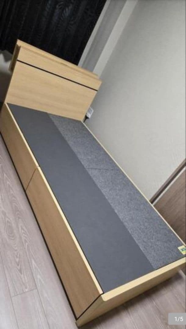 [関東方に向け]　ナチュラルウッド シングルベッドフレーム 収納付き