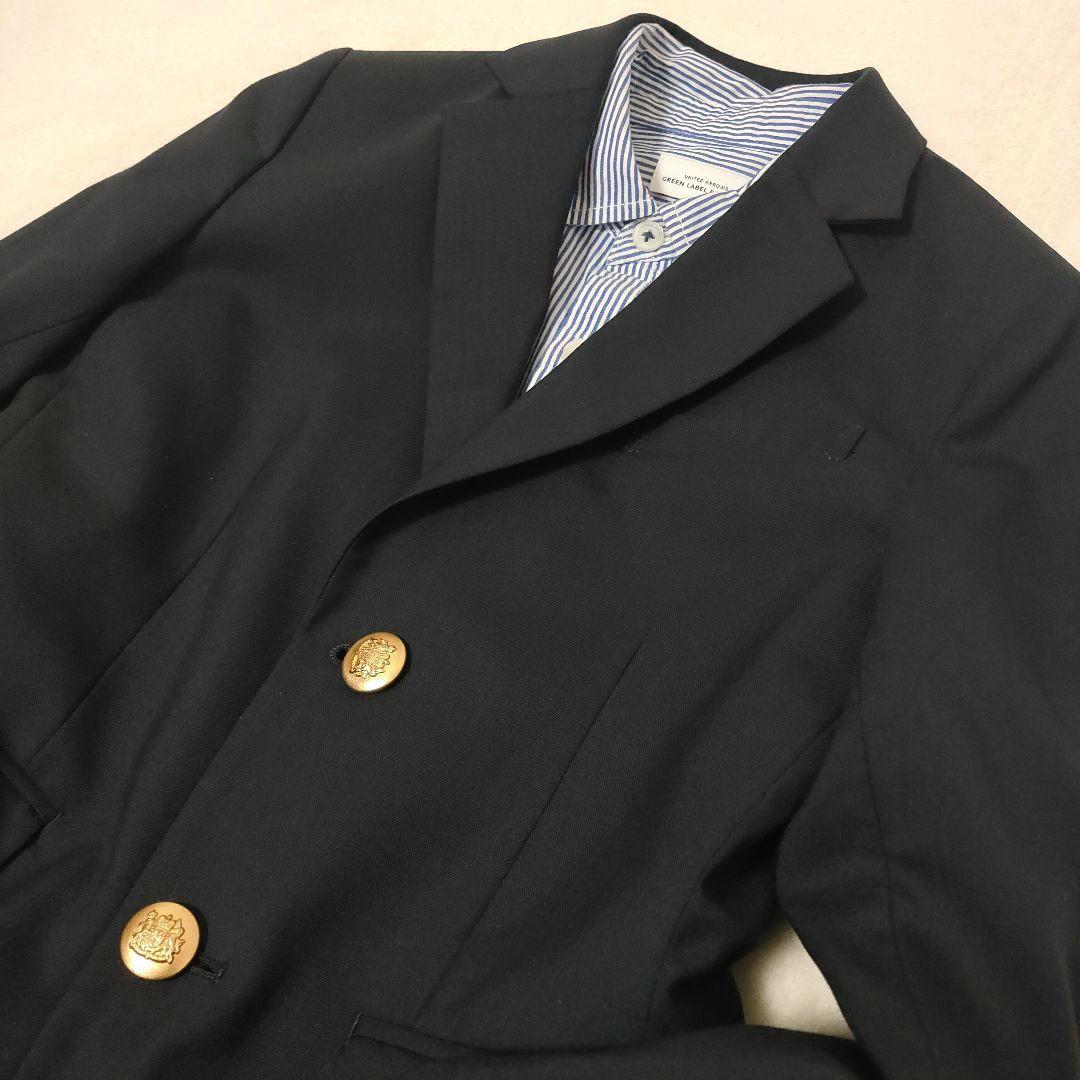 グリーンレーベルリラクシング 金ボタン キッズスーツ 3点セット ストライプ