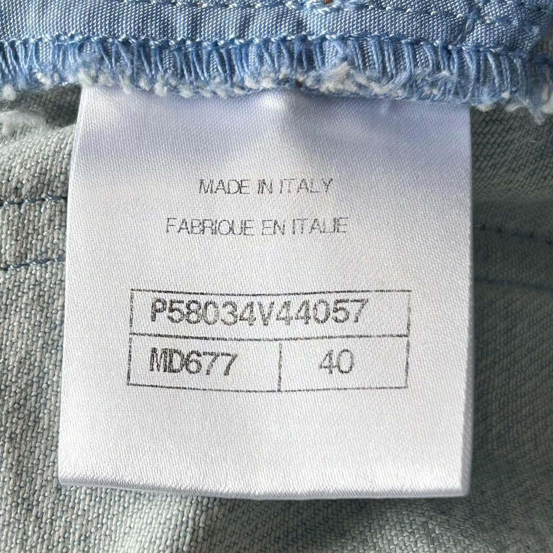 シャネル CHANEL 金ボタン デニムショートパンツ ウォッシュブルー 40