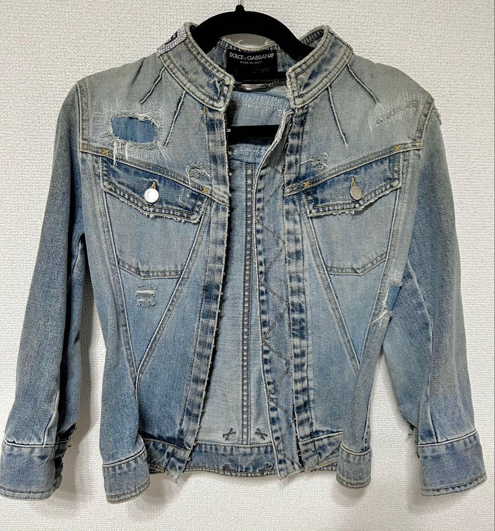 レア！Dolce & Gabbana ラインストーン ロゴ デニムジャケット38