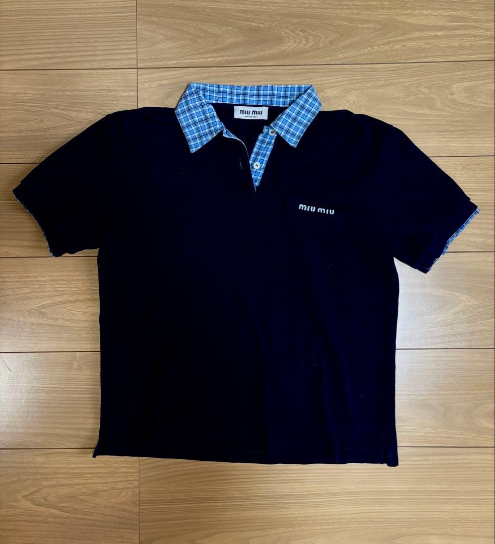 国内正規品 miumiu ミュウミュウ 半袖 ニット ポロシャツ レイヤード