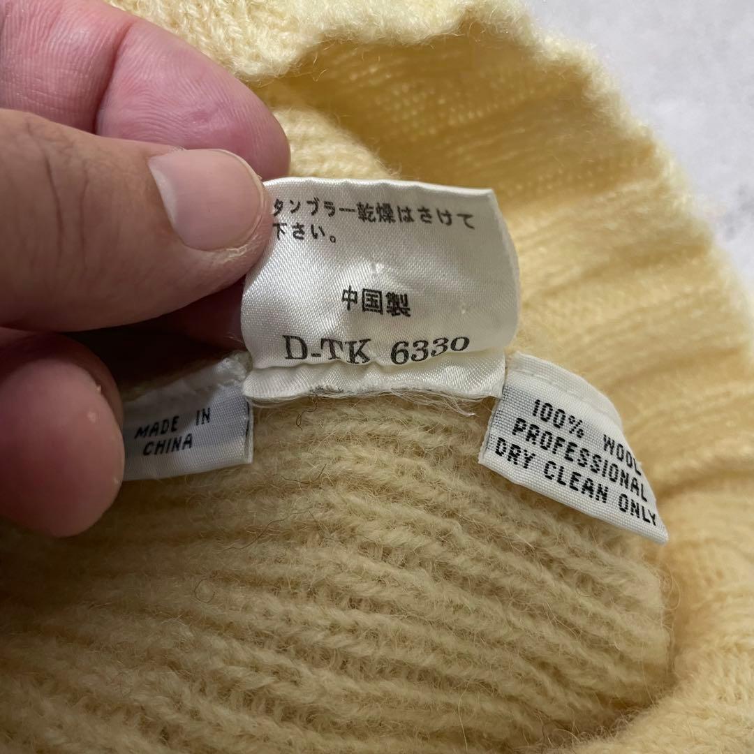 YSL イヴサンローラン ロゴ 刺繍 ハーフジップ ニット セーター イエロー