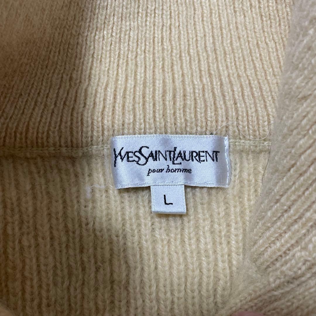 YSL イヴサンローラン ロゴ 刺繍 ハーフジップ ニット セーター イエロー