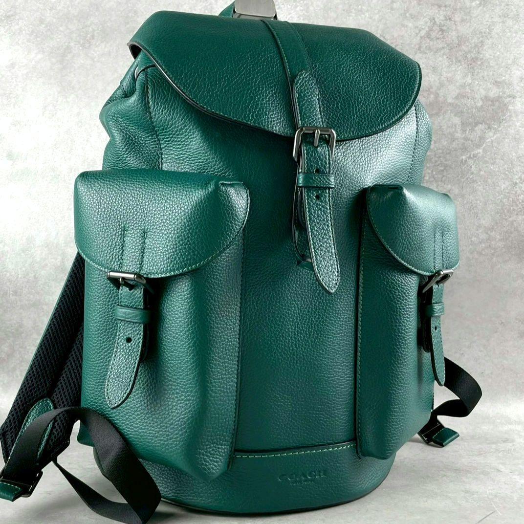 未使用 コーチ ワーナー バックパック ビジネスバッグ レザー A4可 グリーン