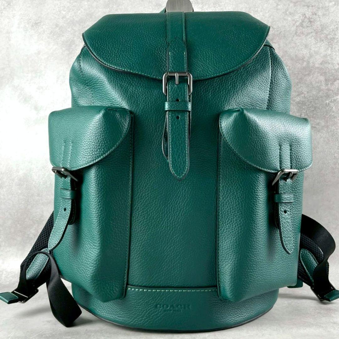 未使用 コーチ ワーナー バックパック ビジネスバッグ レザー A4可 グリーン