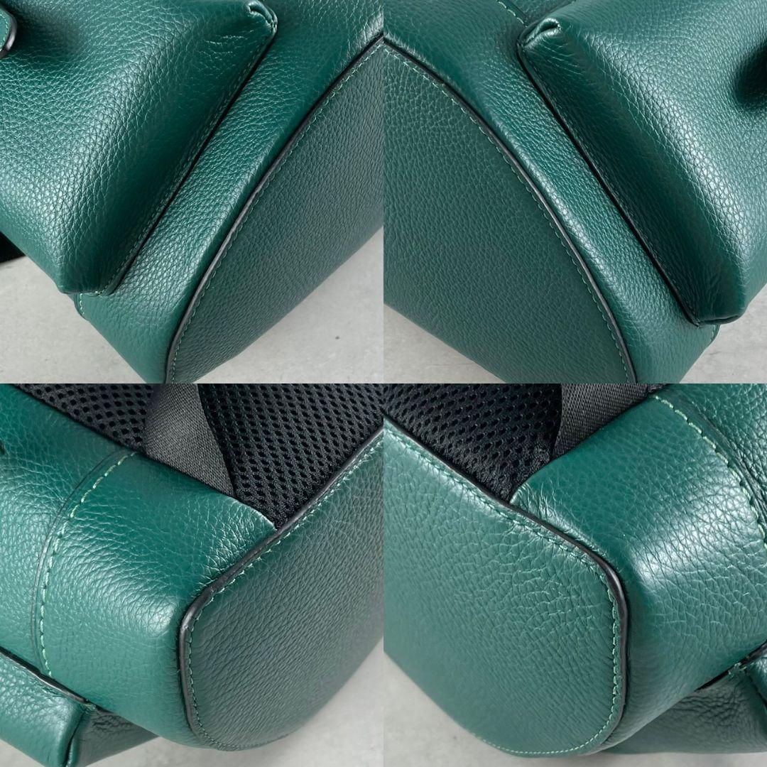 未使用 コーチ ワーナー バックパック ビジネスバッグ レザー A4可 グリーン