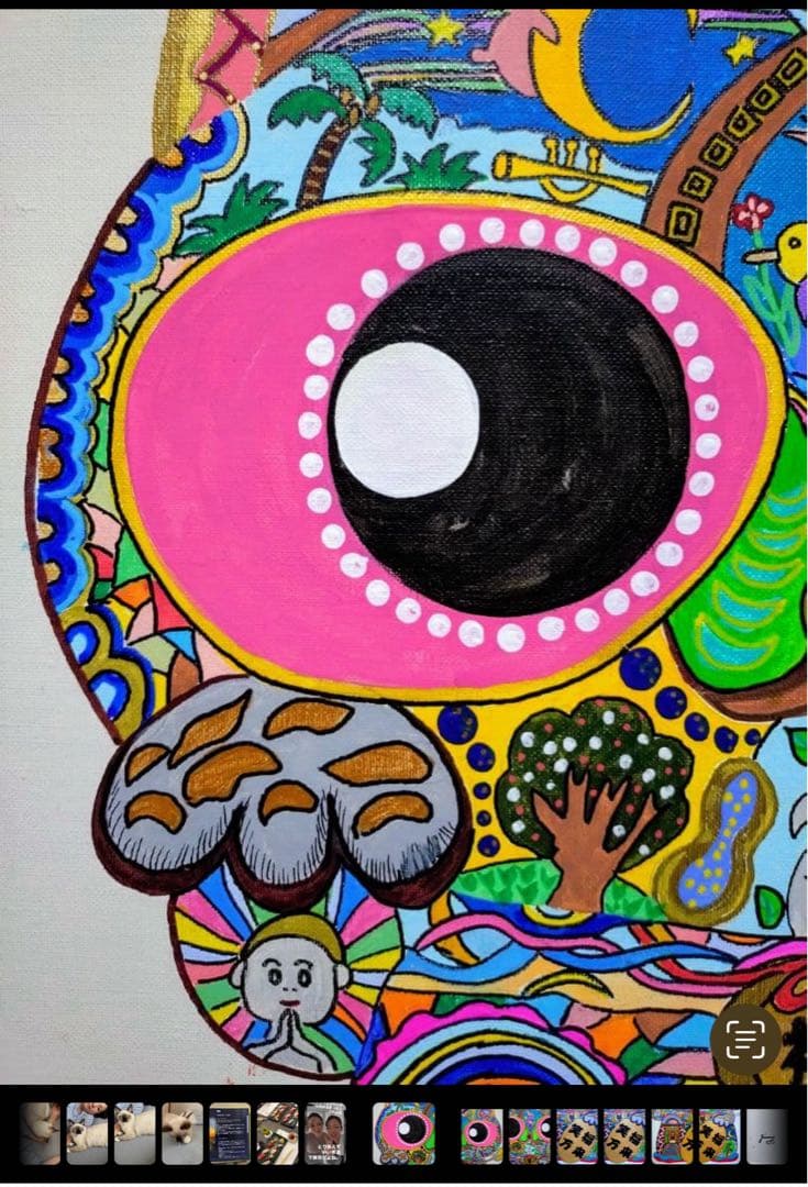 【F10号】ジミー大西【笑福万来】肉筆/サイン・裏描き有り/アクリル/油彩/額縁