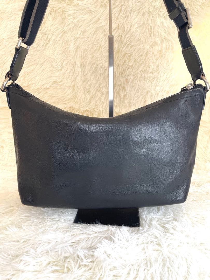 コーチ ヘリテージレザー ショルダーバッグ ブラック 男女兼用 ユニセックス