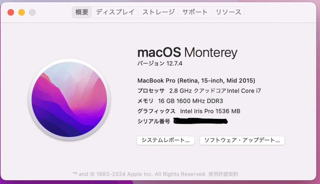 MacBook Pro 15インチ 2015 16GB /1TBストレージ
