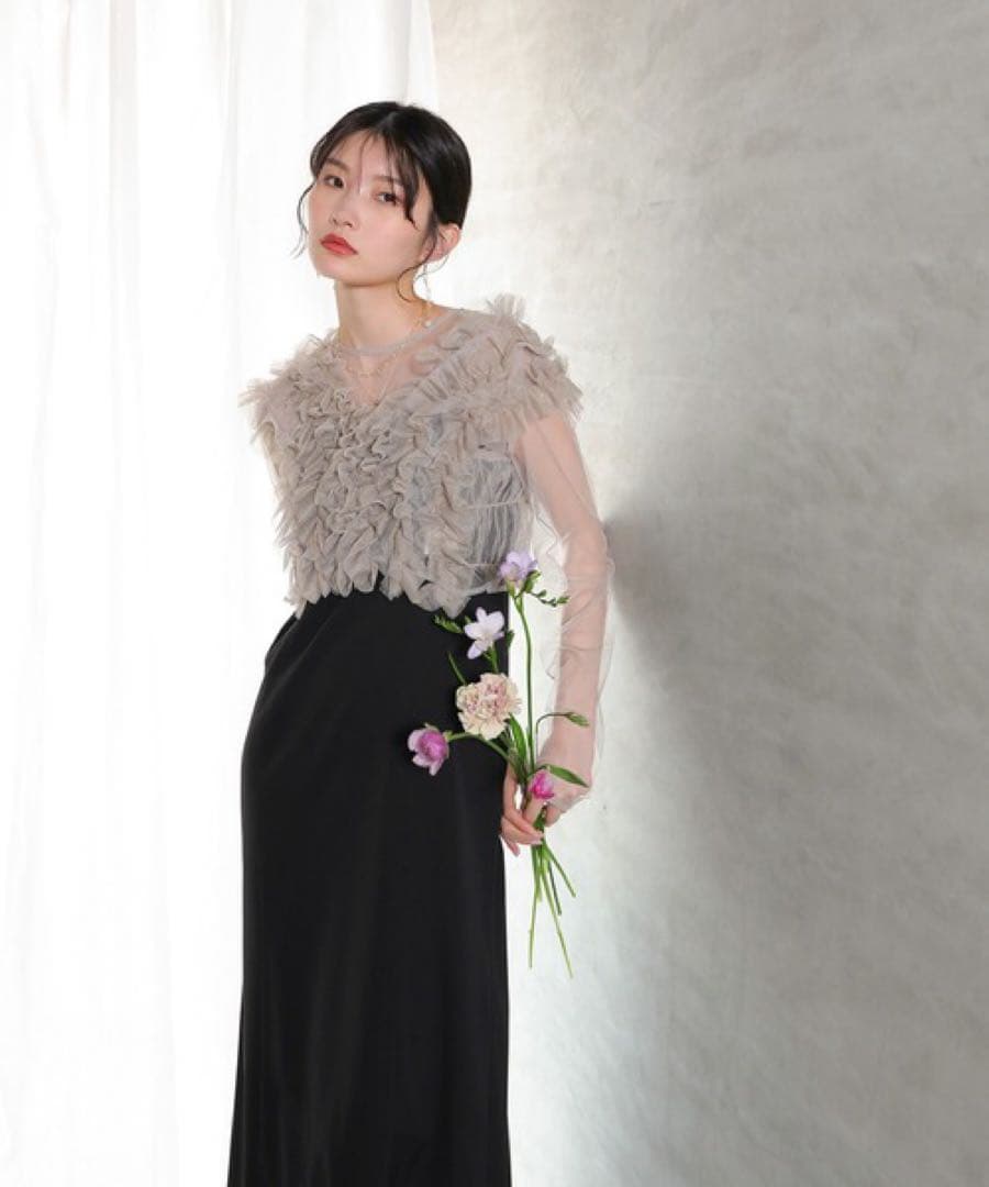 ＊美品＊ チュール ボリューム フリル ベスト シアー トップス ワンピース