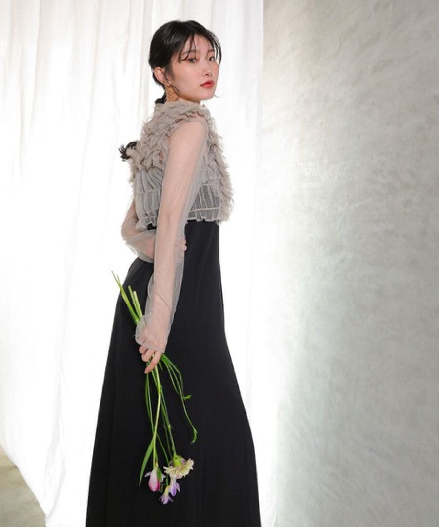 ＊美品＊ チュール ボリューム フリル ベスト シアー トップス ワンピース