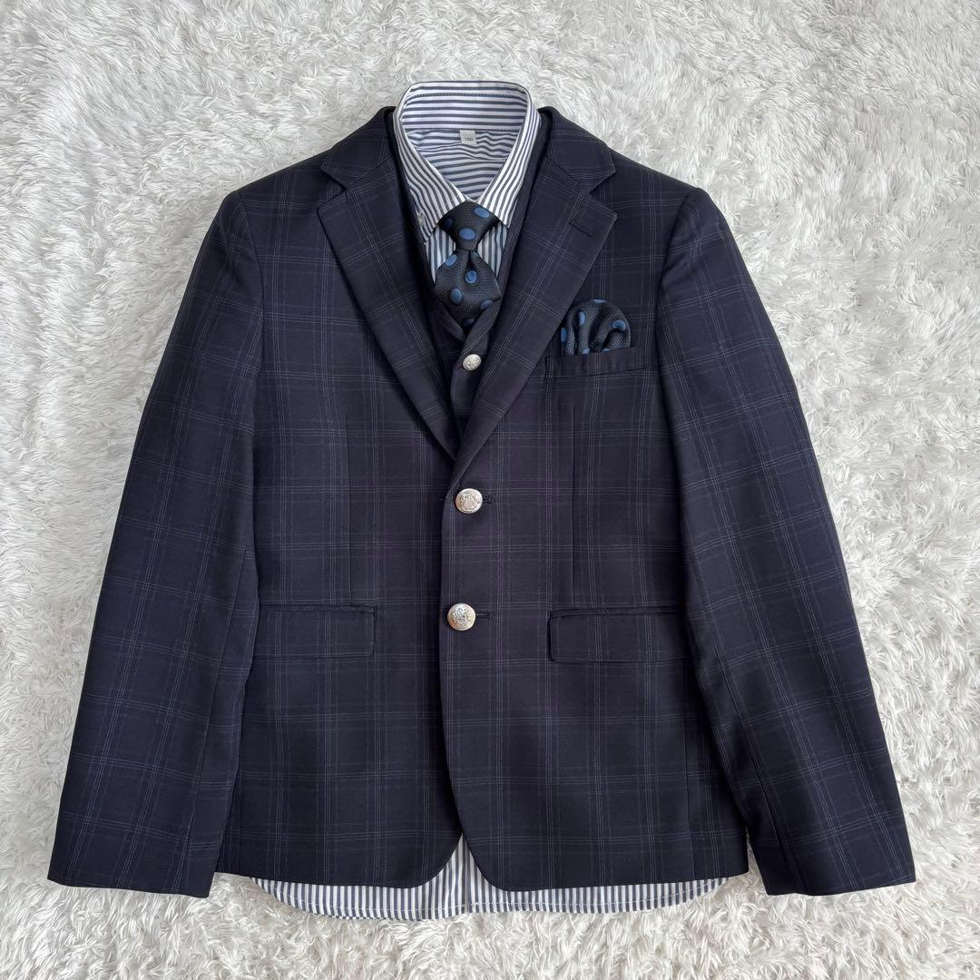 【フォーマル5点】ワンダーファクトリー 卒服 150 キッズ ネイビー