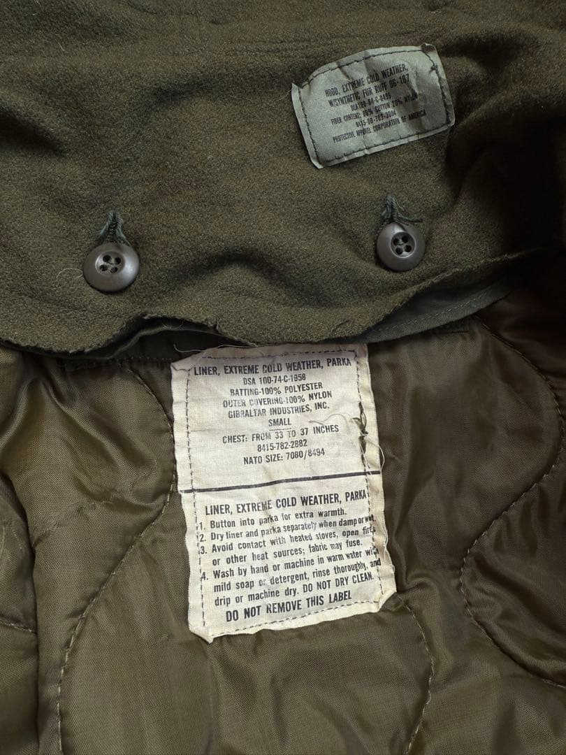 サフラン　極美品 US ARMY M65 パーカ フルセット small