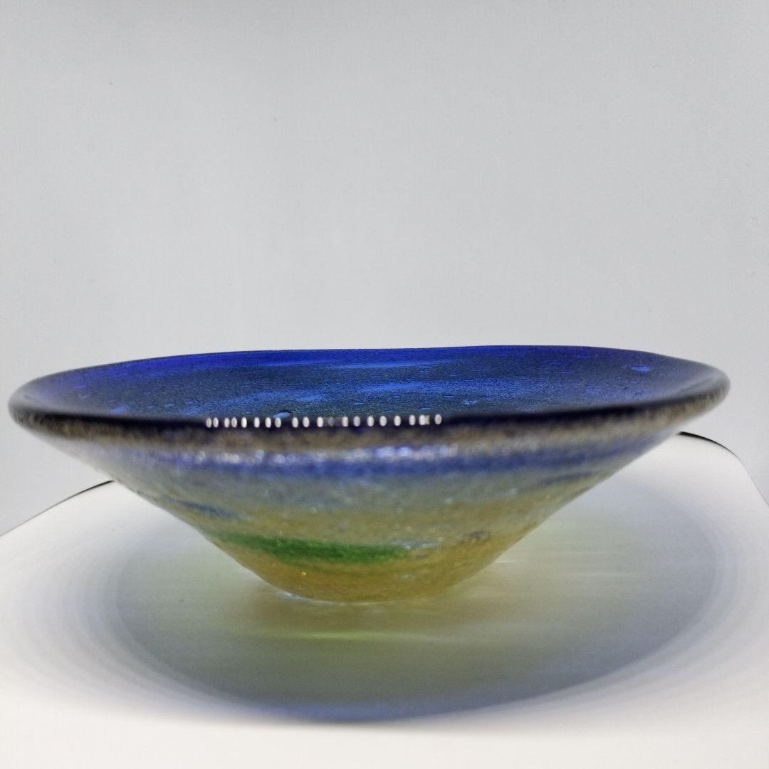 (故)稲嶺盛吉さんのガラス茶泡深皿(約15cm)