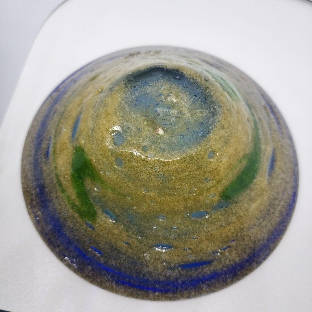 (故)稲嶺盛吉さんのガラス茶泡深皿(約15cm)