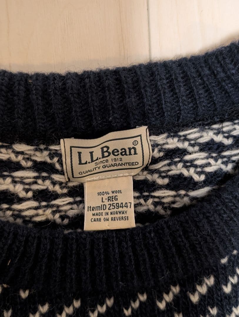 L.L.Bean　バーズアイ　ウールセーター Lサイズ
