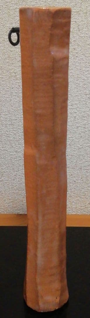 通次阿山作　楽焼　花入　共箱　花瓶